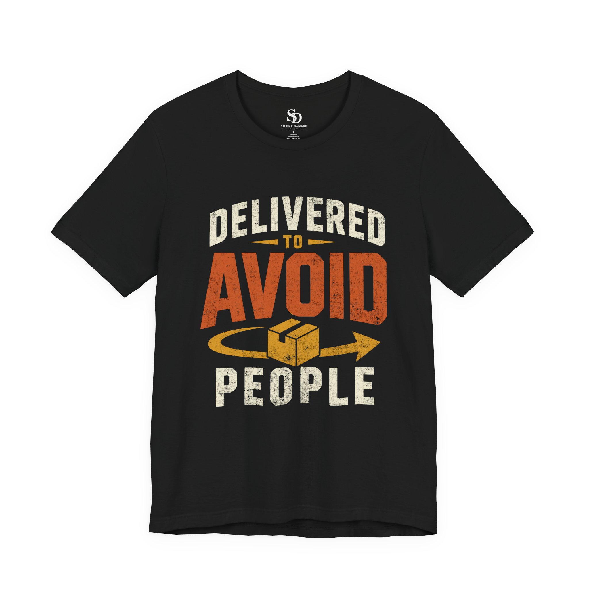 Delivered To Avoid People T-Shirt | Delivery Addiction Dark Humor Graphic Streetwear Tee - Image 2