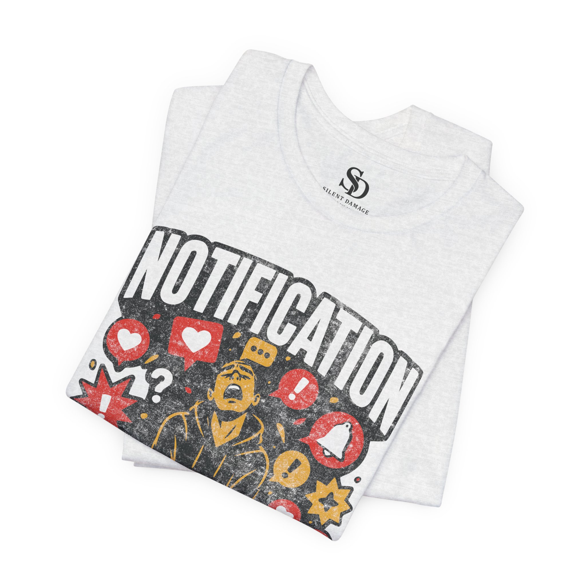 Notification Overload T-Shirt | Digital Anxiety Screen Addiction Graphic Streetwear Tee - Image 15
