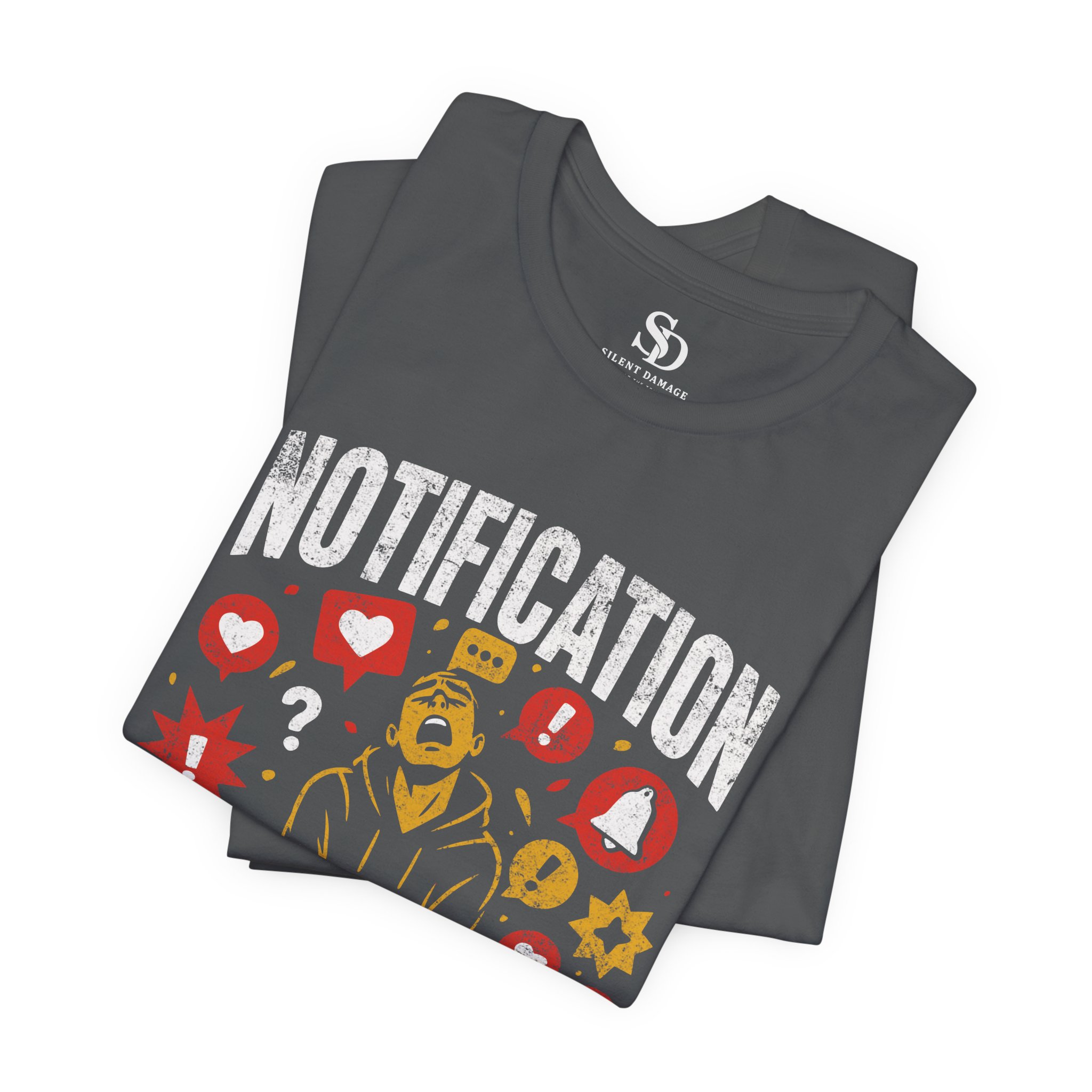 Notification Overload T-Shirt | Digital Anxiety Screen Addiction Graphic Streetwear Tee - Image 21