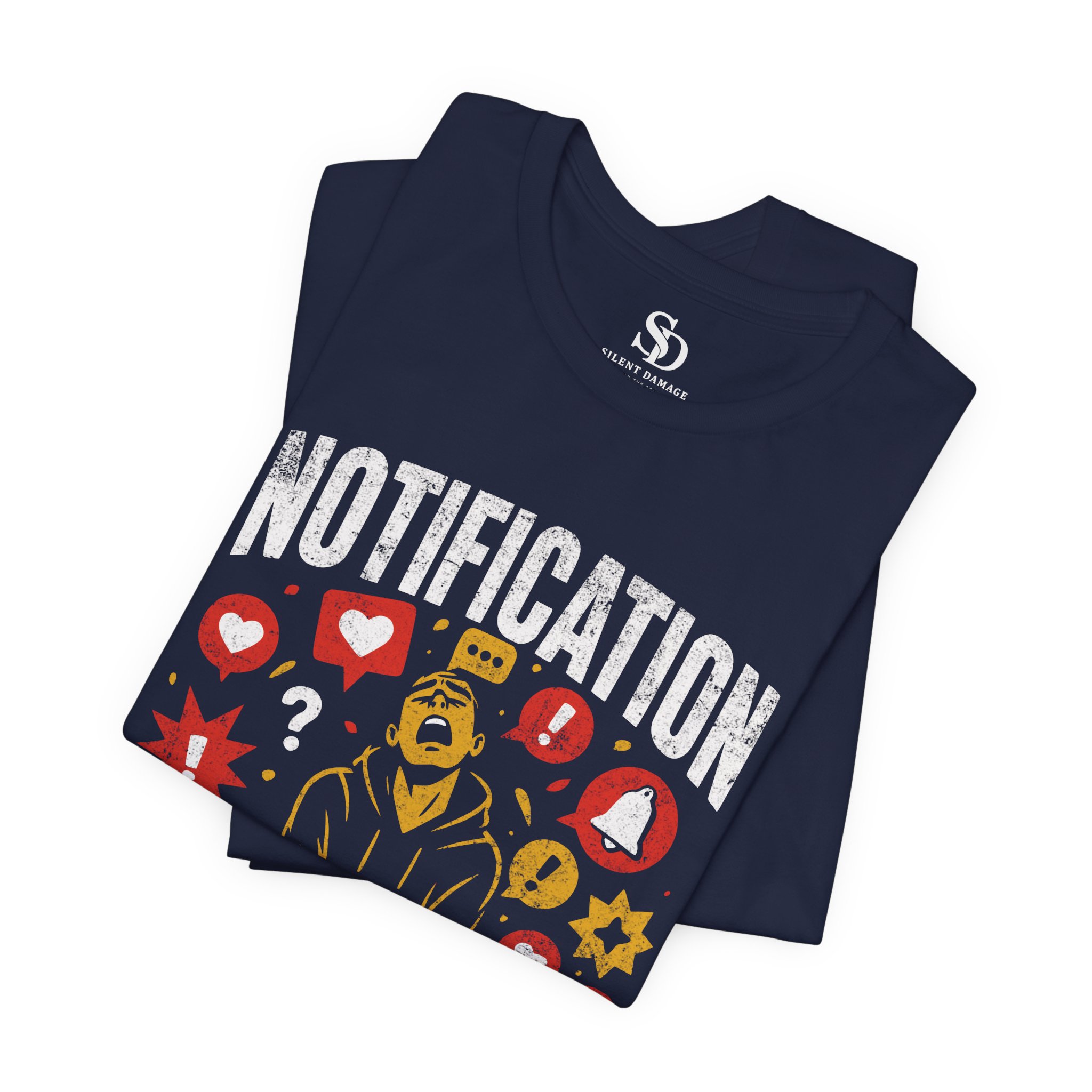 Notification Overload T-Shirt | Digital Anxiety Screen Addiction Graphic Streetwear Tee - Image 19