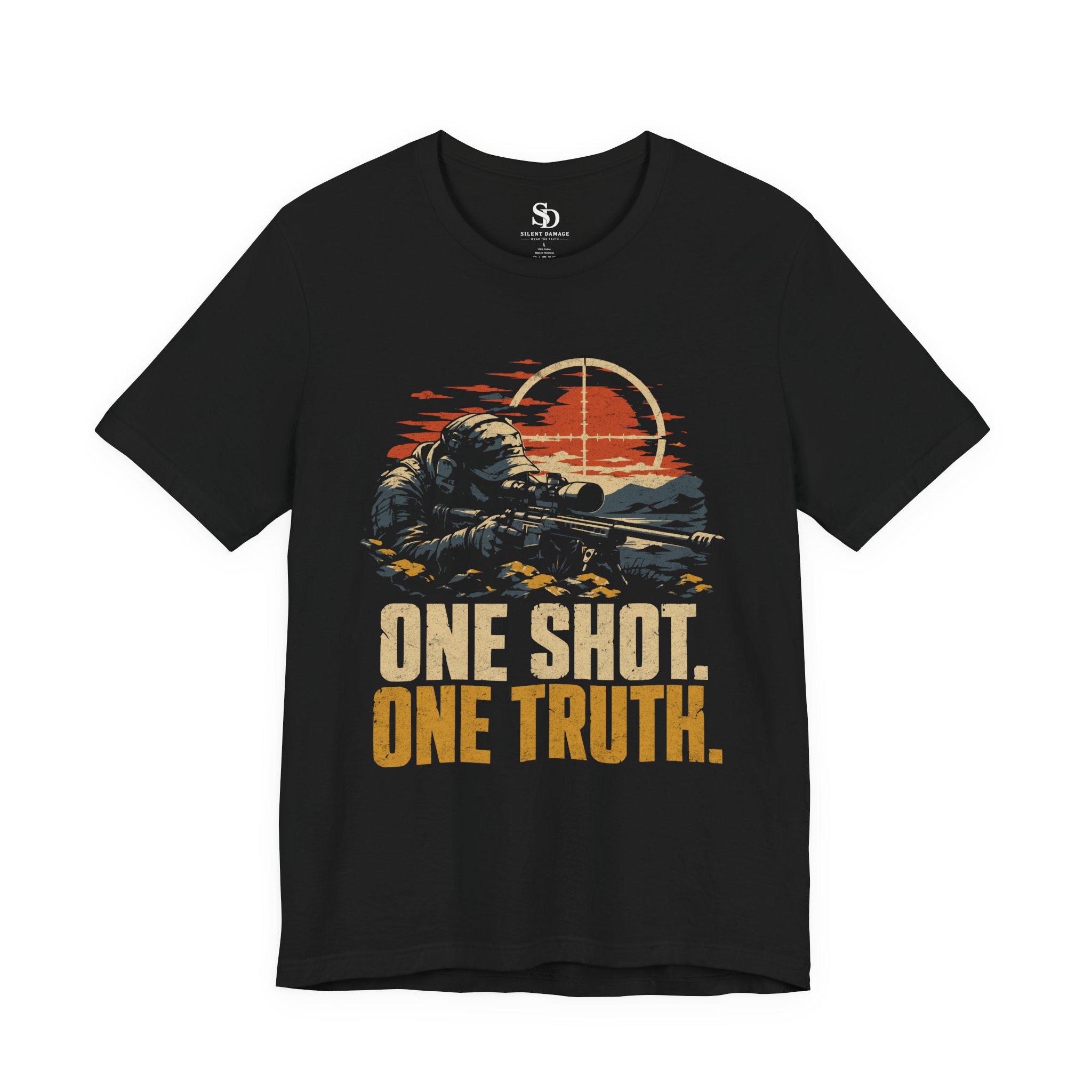 One Shot One Truth T-Shirt | Sniper Military Graphic Streetwear Tee - Image 2