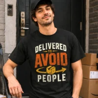Delivered To Avoid People T-Shirt | Delivery Addiction Dark Humor Graphic Streetwear Tee