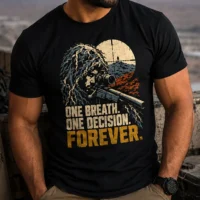 One Breath One Decision Forever T-Shirt | Sniper Military Graphic Streetwear Tee
