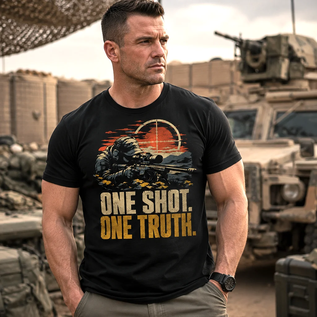 One Shot One Truth T-Shirt | Sniper Military Graphic Streetwear Tee - Image 3