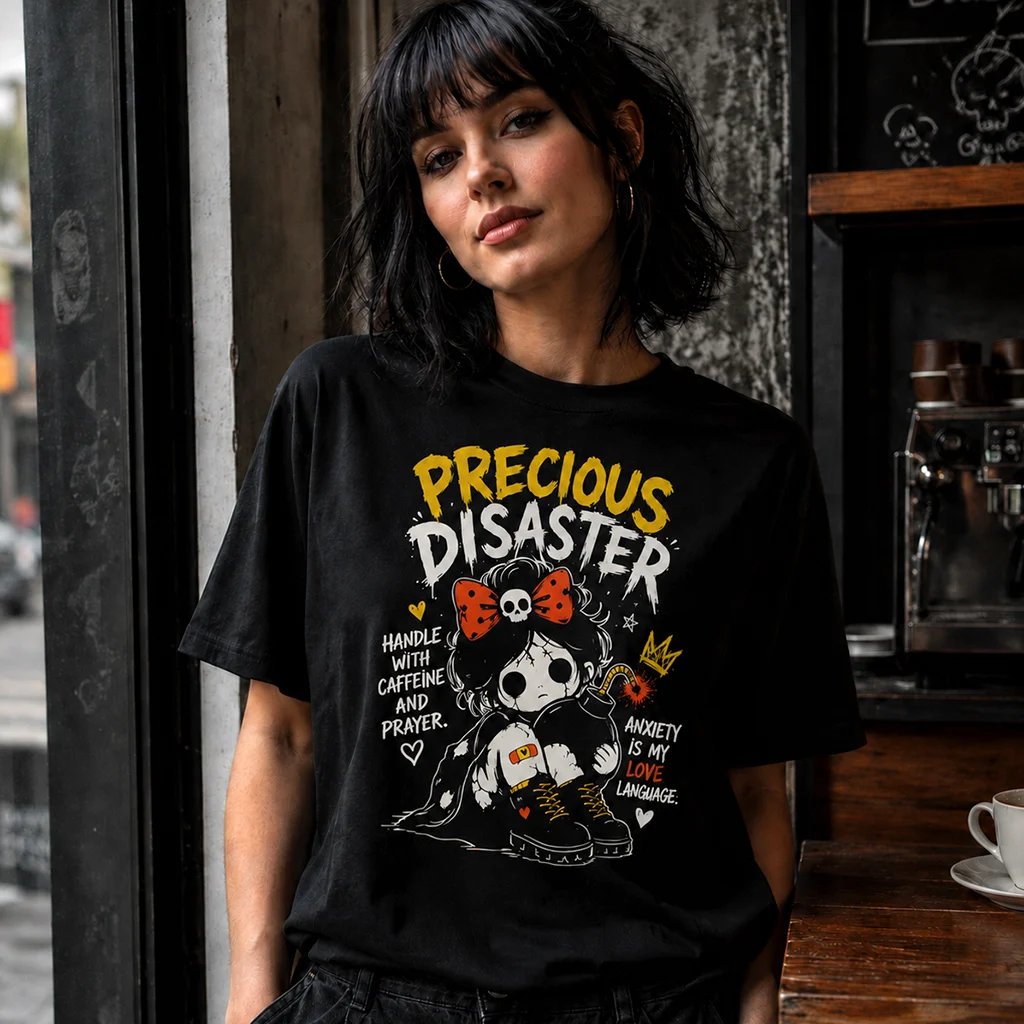 Precious Disaster | Caffeine Anxiety And Attitude Graphic Streetwear Tee