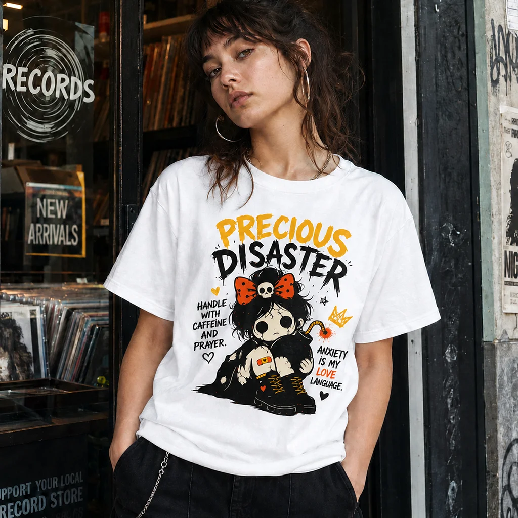 Precious Disaster | Caffeine Anxiety And Attitude Graphic Streetwear Tee - Image 2