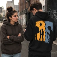 Screen Divide Hoodie | Digital Addiction Relationship Graphic Premium Streetwear Hoodie