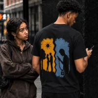 Screen Divide T-Shirt | Digital Addiction Relationship Graphic Premium Streetwear