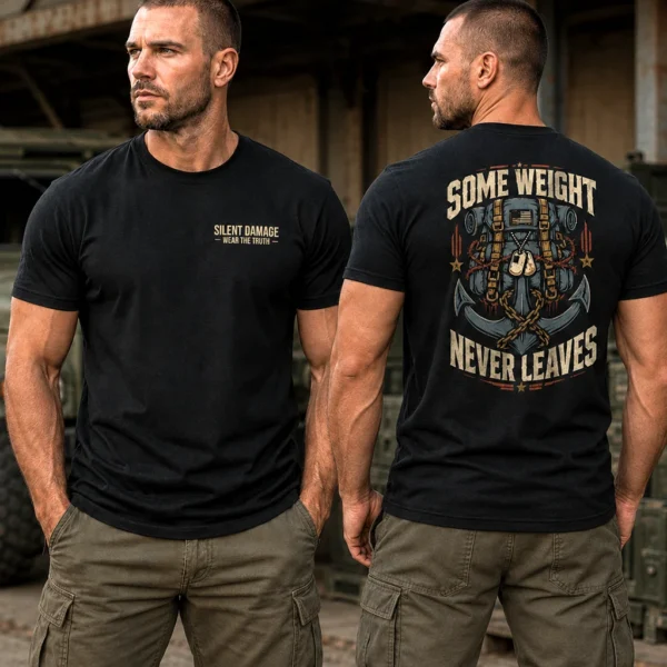 Some Weight Never Leaves T-Shirt | Veteran Military Graphic Streetwear Tee