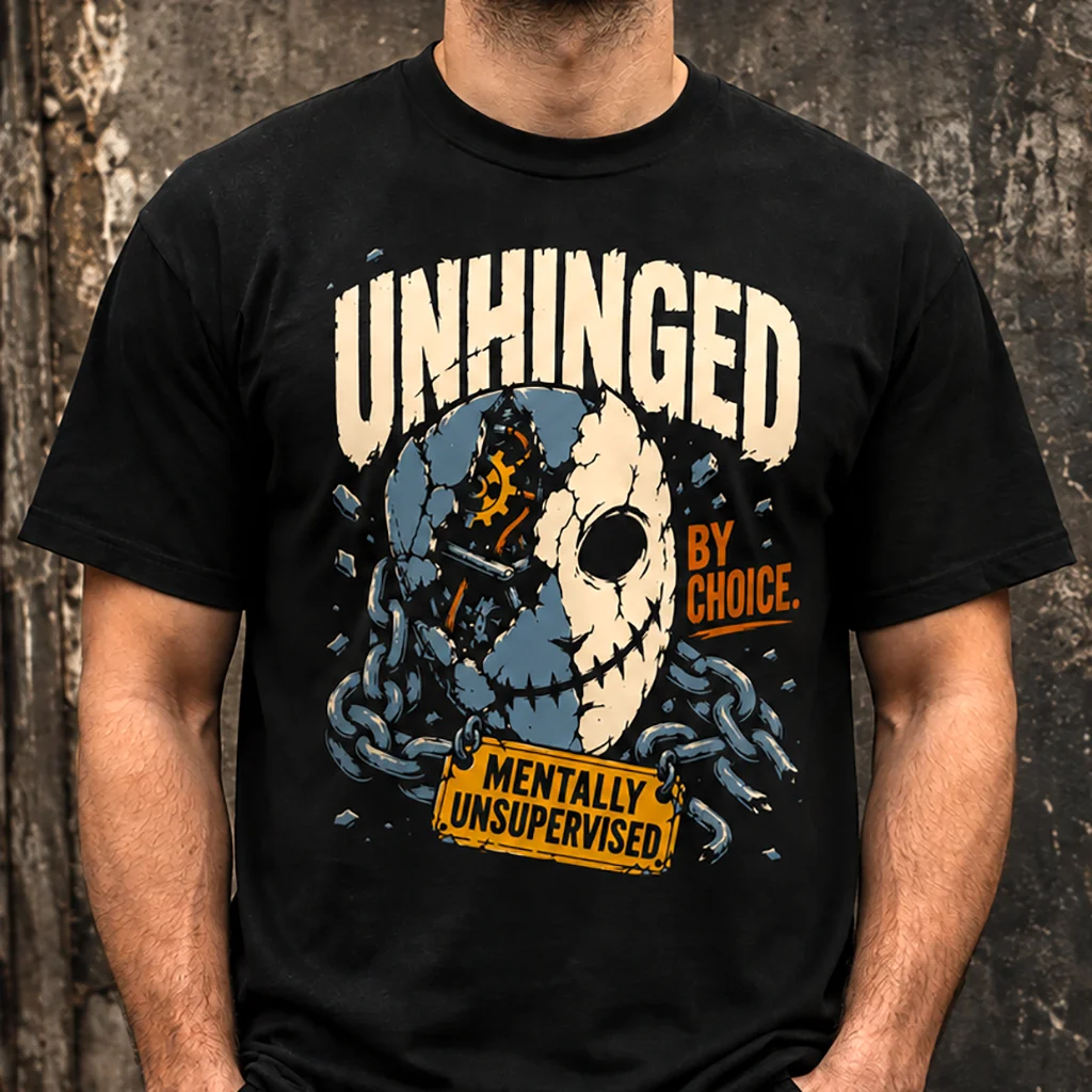 Unhinged By Choice T-Shirt | Mentally Unsupervised Graphic Streetwear Tee - Image 5
