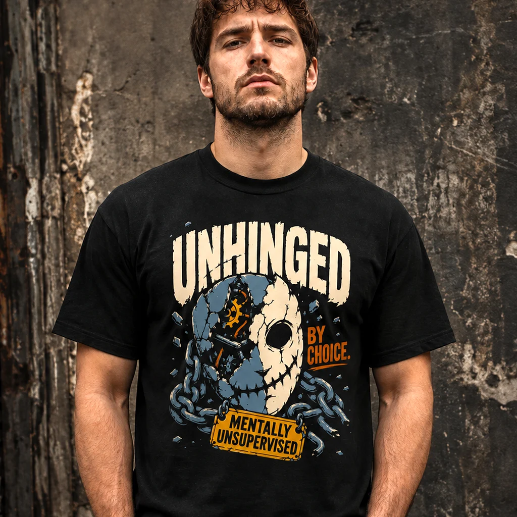 Unhinged By Choice T-Shirt | Mentally Unsupervised Graphic Streetwear Tee - Image 3